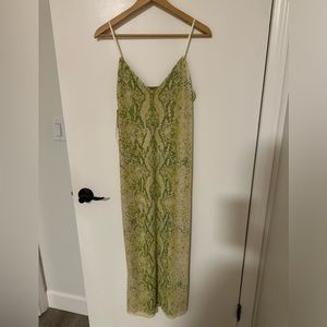 AFRM Amina Mesh Dress - Lime Snake - Size XL